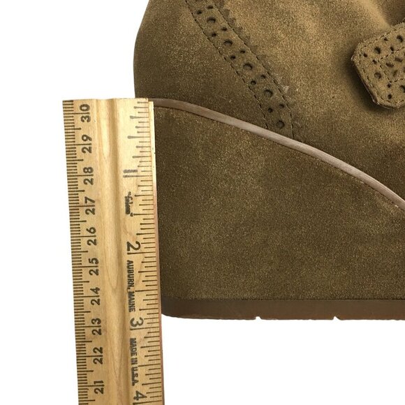 Franco Sarto Light Brown Suede Arielle Wedge Buckle Bootie Side Zipper size 7 - Picture 8 of 9